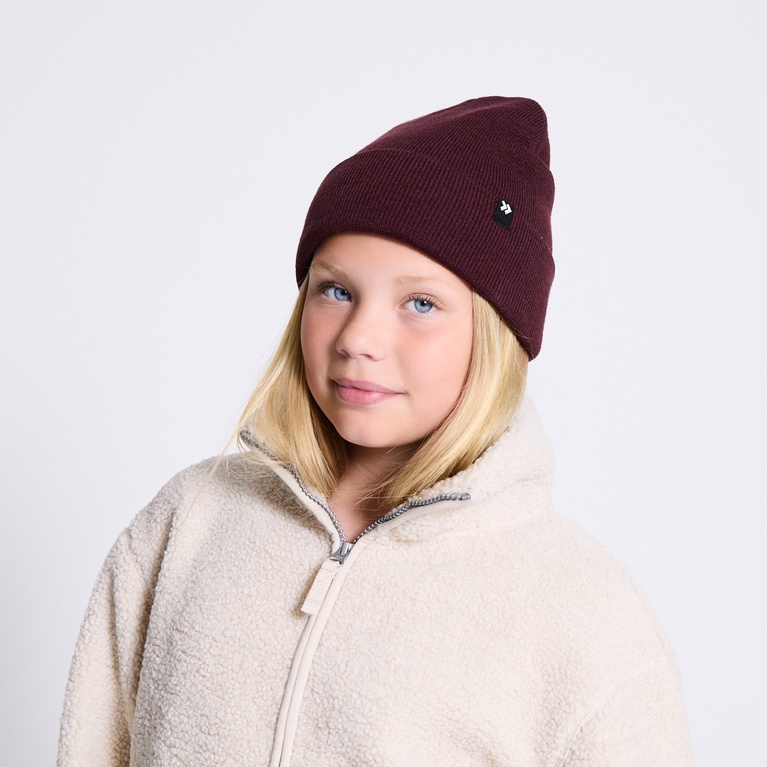 Fine-knit beanie "Bark Star" Aubergine